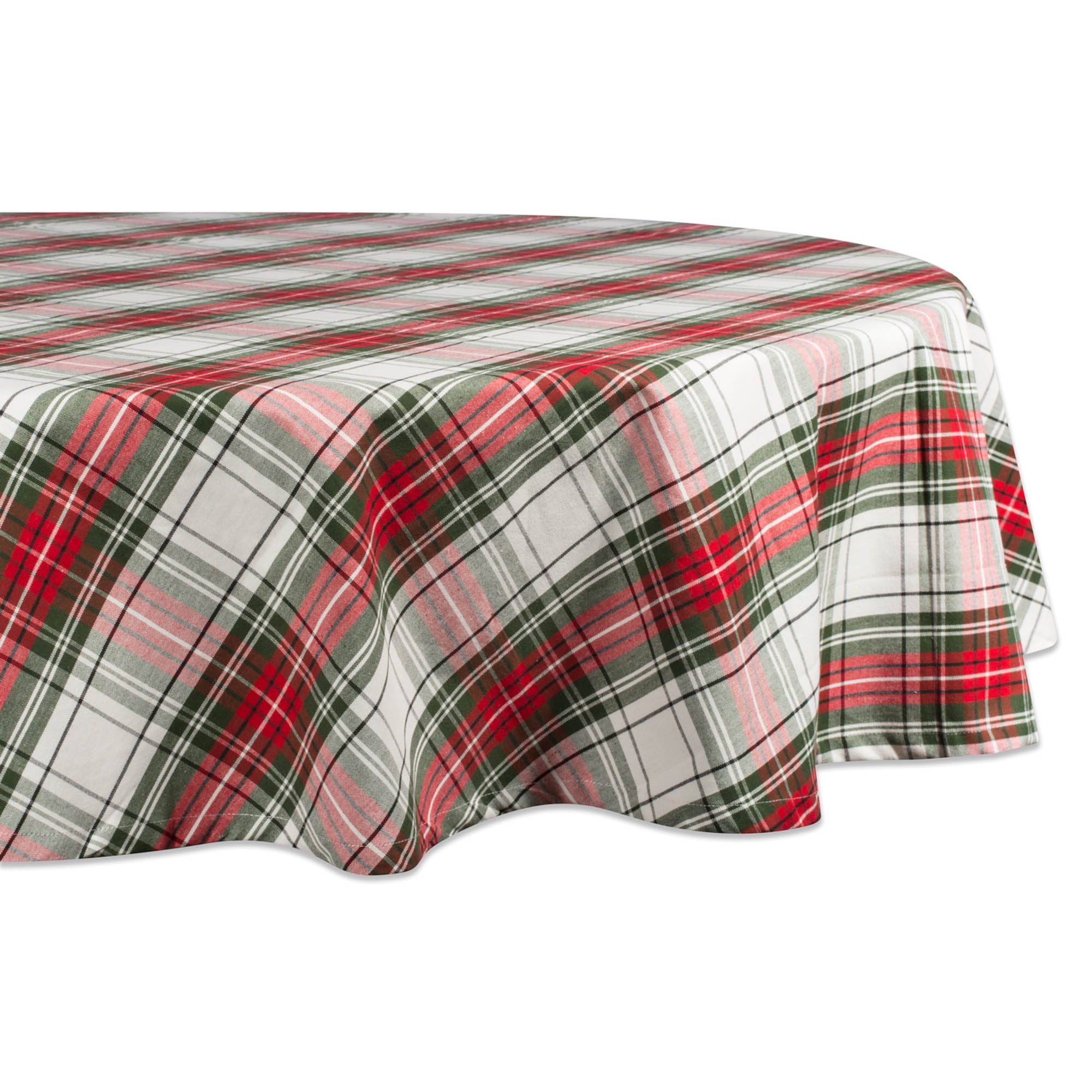 Pack of 2 70 Round Tablecloth Family Gatherings 70 - Seats 4 to 6 100% Cotton with 1/2 Hem for Holiday DII Holiday Plaid Round Tablecloth Christmas Dinner 