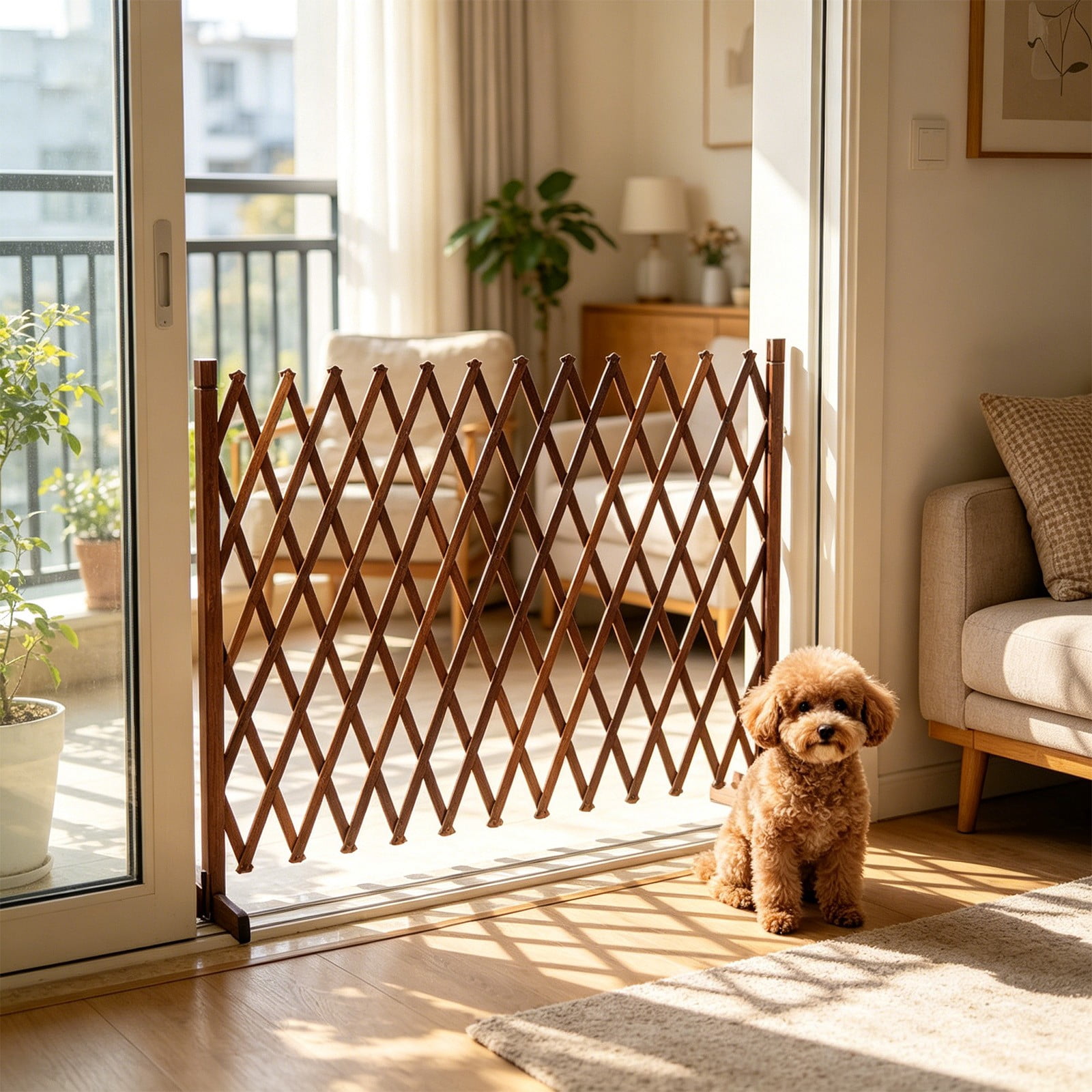 No Drill Pet Fence for Home Use, Anti Pet Door Fence Isolation Net for Staircase Entrance, Dog and Cat Protection Barrier, 47.2 x 13.8 inch