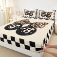 thumbnail image 5 of Erosebridal Checkerboard Leopard Print 8 Ball Bow Print Queen Sheet Sets, Sports Monogram Bed Set for Kids Boys and Girls, 1 Flat Sheet, 1 Fitted Sheet and 2 Pillowcases, 5 of 6
