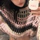 thumbnail image 4 of Blusa Suéter de manga larga Causal Raya a juego Y2K Bata de punto (Rosa S) Kuymtek Rosa T S para Mujer, 4 of 9
