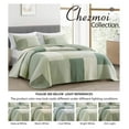 thumbnail image 6 of Elm 3-Piece Chic Patchwork Quilt Set - Green Floral Striped Coverlet - Pre-Washed Cotton Lightweight Reversible Bedspread, Queen Size, 6 of 7
