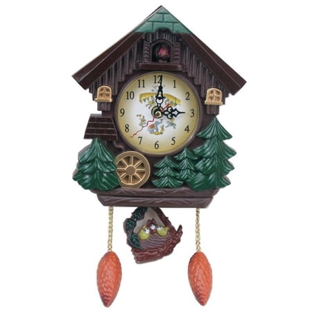 Gieenan Wall Mounted Clock Farmhouse Bird House Cuckoo Pendulum Clock For Home Office Living Room Art Decors Battery Operated