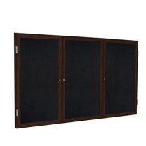 Ghent's Wood 48" x 72" 3 Door Enclosed Rubber Bulletin Board in Black
