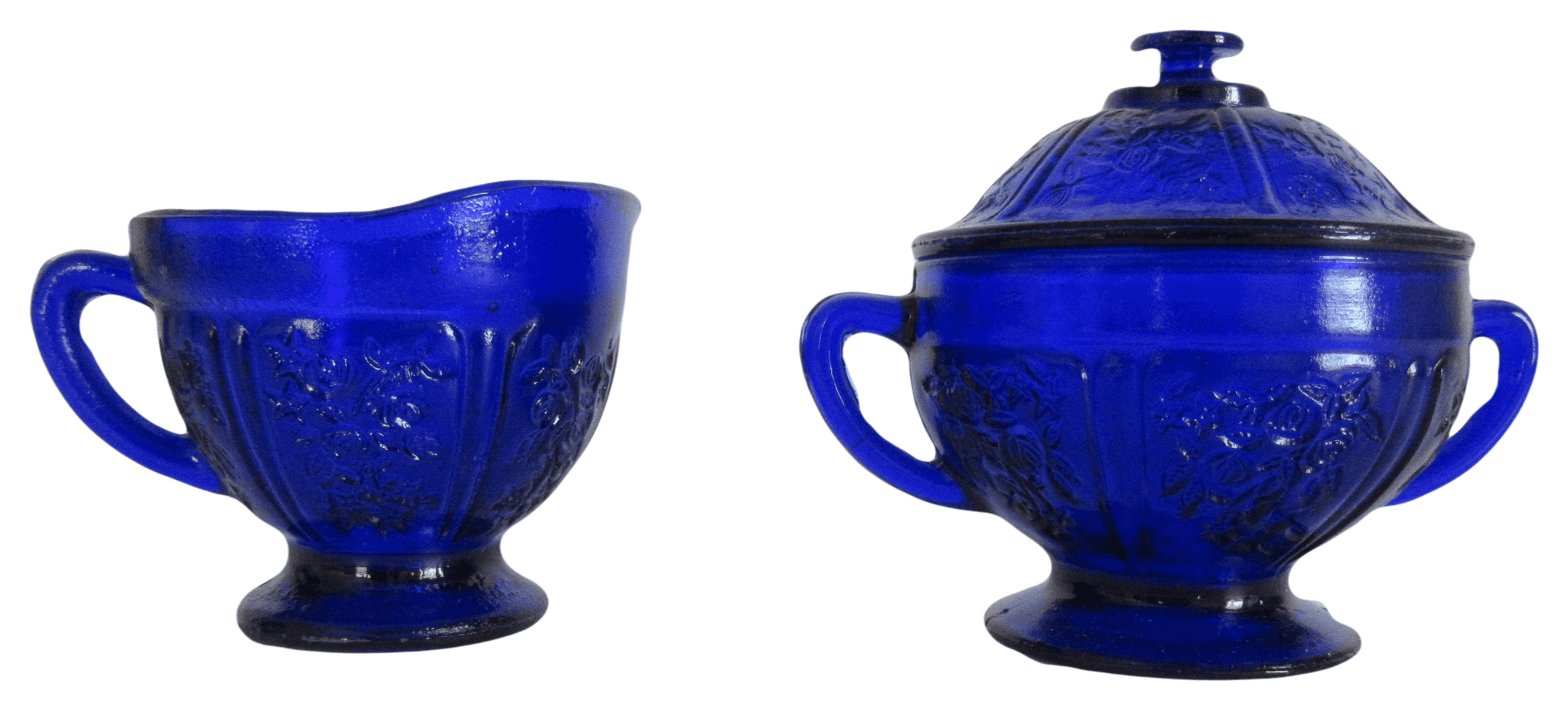 Cobalt Blue Glass Sugar & Creamer Set