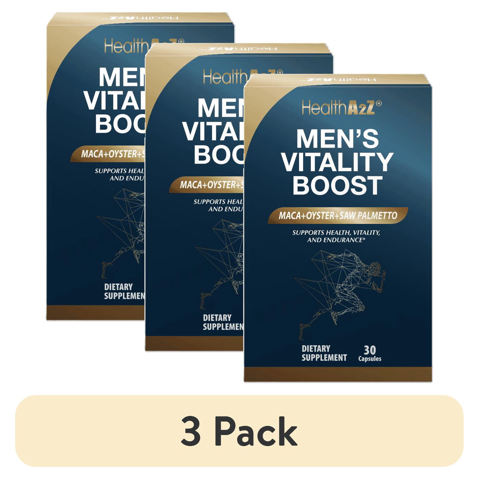 (3 pack) HealthA2Z Mens Vitamins and Testosterone Booster with Zinc, Vitality Boost for Prostate Health, 30 Capsules