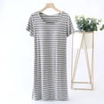 thumbnail image 2 of Tnhcen Robe de Pyjama à Rayures en Modal pour Femme avec Coussinets de Soutien-Gorge Intégrés - Vêtement de Nuit Doux et Confortable Col Ras du Cou Manches Courtes Tissu Extensible Facile d'Entretien Tenue Décontractée à la Maison M-3TG, 2 of 3