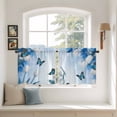 thumbnail image 2 of Blue White Floral Tier Curtains 24 Inch Length, Ombre Tulips Modern Art Spring Cafe Short Curtains for Bathroom Over Sink, Small Kitchen Curtain Light Filtering Tiered Drapes 2 Panels 27.5"Wx24"L, 2 of 8