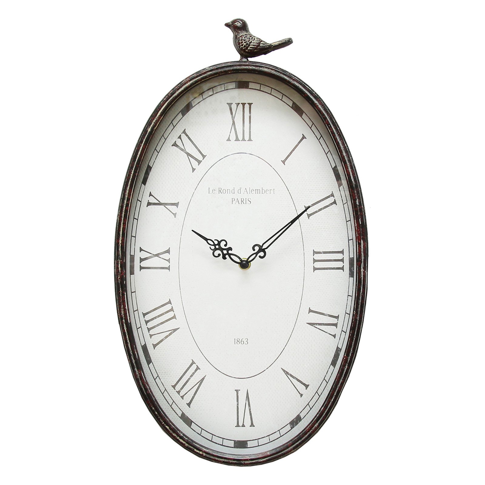 Stratton Home Decor Antique Oval Bird Clock