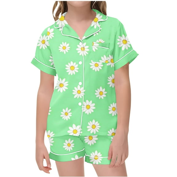 SROBPTY Girls' Summer Outfit Sets Clothing,Kids Sets Clothing,Children's Summer Small Print Short Sleeved Pants Home Wear Clothes Suit for Kids