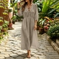thumbnail image 3 of Gytharion Women's Swing Dresses Round Neck Comfortable Stylish Casual Dresses Three Quarter Sleeve Versatile Midi Dresses with Pockets, 3 of 5