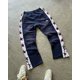 thumbnail image 5 of Pantalones holgados y rectos con diseño de rayas laterales y letras estéticas Y2K con cremallera para mujer, pantalones deportivos casuales de moda urbana para parejas, 5 of 5
