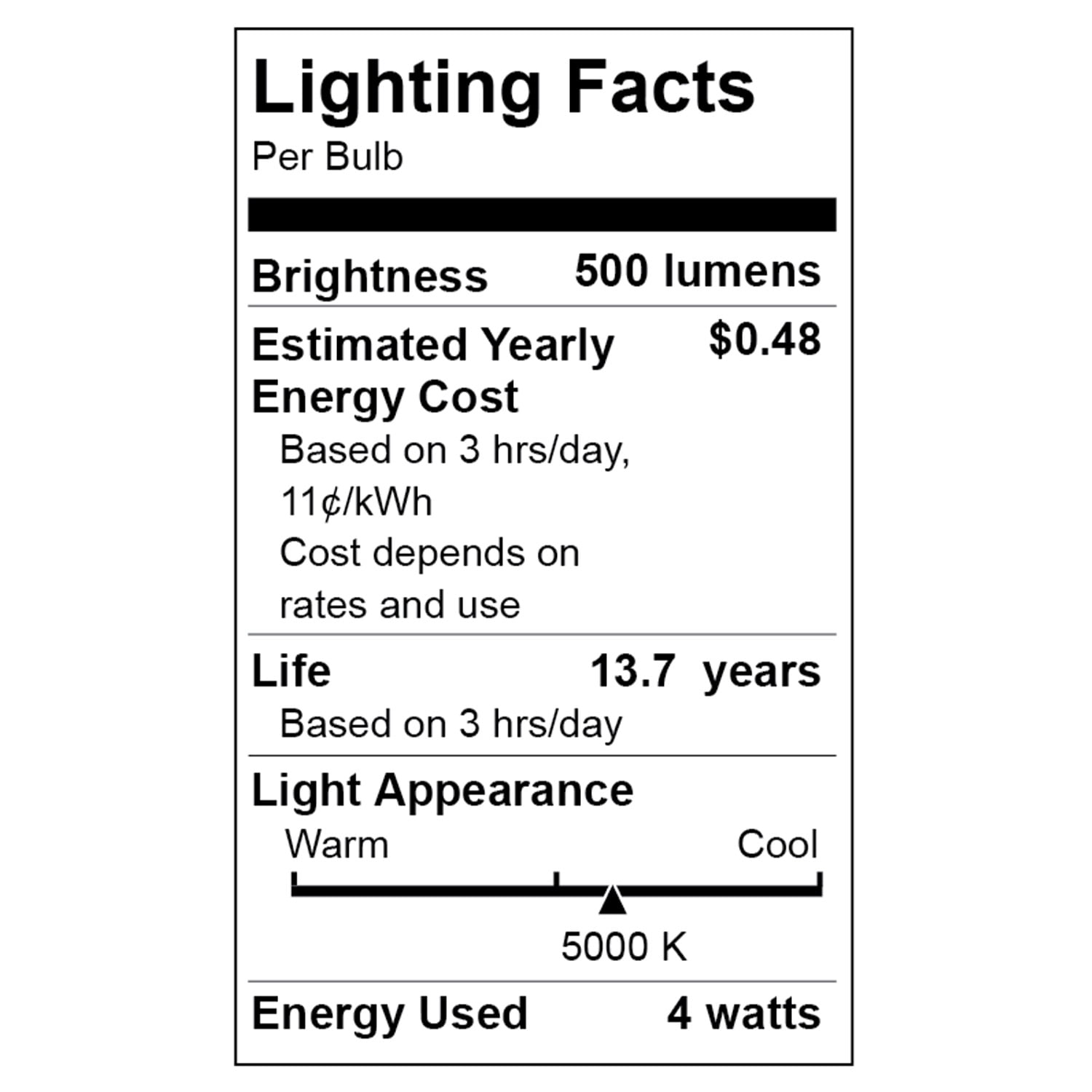 Great Value LED, 4W (60W Eqv) B10 Deco Lamp E12 Candelabra Base, Dimmable, Daylight, 12pk