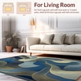thumbnail image 2 of ODIKA 5'x7' Machine Washable Non-Slip Area Rug, Chic Abstract Art Inspired with Elegant Gold Design High Traffic Rug, Blue, 127421, 2 of 7