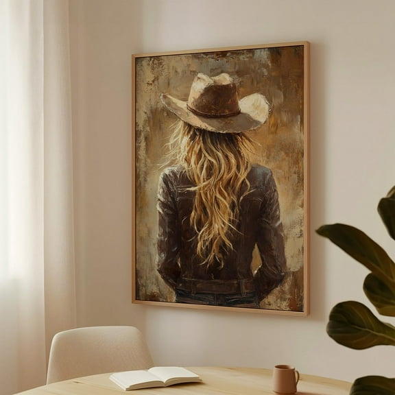 Western Cowgirl Art – Rustic Blonde In Cowboy Hat, Vintage Western Decor, Country Chic Wall Art For Ranch Or Farmhouse Wall Art, Modern Wall Decor, 8x12 UNFRAMED