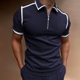 thumbnail image 2 of UVEASISHA Mens Golf Quarter Zip,Men's Short Sleeve Zipper Polo Shirt 2024 Lapel Collar Casual Slim Fit Tshirts Half Zip Muscle Golf Shirts,Dark Blue M, 2 of 4