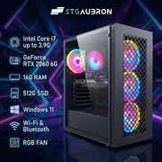 STGAubron Gaming Desktop PC, Intel Core i7 up to 3.9Ghz, RTX 2060 6G Graphics, 16G Ram, 512G Ssd, Wifi 6, BT 5.2, RGB Fan x4, Win11 Home