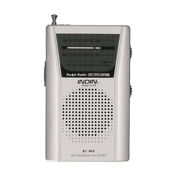 INDIN BC-R60 AM FM Battery Operated Portable Pocket Radio Mini Radio Music Player Operated by 2 AA Battery Wireless Speaker for House & Outdoor