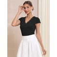 thumbnail image 2 of DARING DIVA Women's V Neck Lace Trim Bodysuit Small Black, 2 of 7