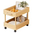 thumbnail image 1 of Estante móvil de carro rodante, 2 niveles, carro de madera de soporte de cosméticos con ruedas lanzador organizador de almacenamiento de rodillos para L, 1 of 8