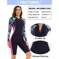 thumbnail image 5 of Women's UPF 50+ Surfing Wear One Piece Training Bathing Rash Guard Long Sleeve Summer Beach Swimsuits Sun Protection Zipper Full Body Swimwear, 5 of 6
