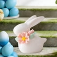thumbnail image 4 of SLYNSHome Ceramic Rabbit Figurines Easter Pink Bunny Flowers Decorations for Home, Tabletop Ornament, 4 of 7