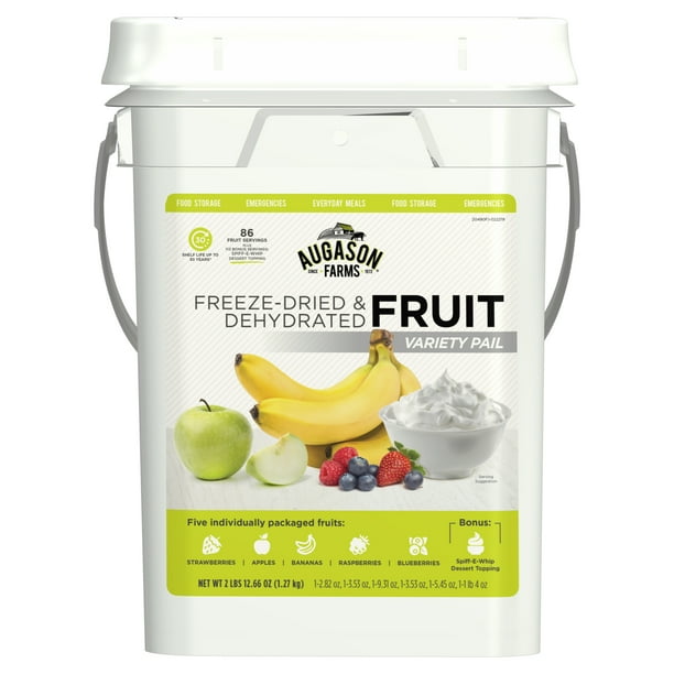 Augason Farms FreezeDried and Dehydrated Fruit Variety Pail, 5 Fruit