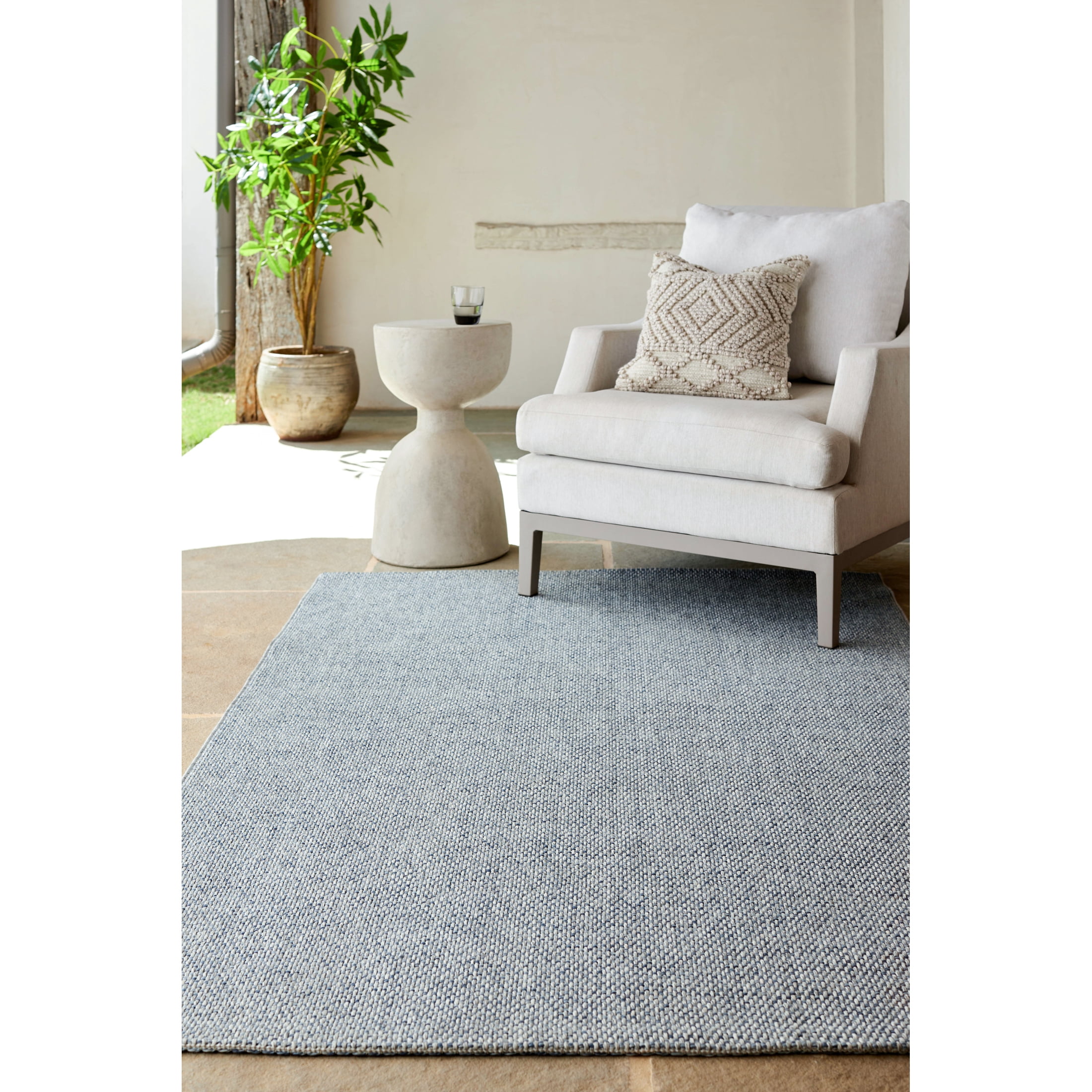 Livabliss x Becki Owens Birdie Neutral Indoor/Outdoor Area Rug,6'4" x 9',Light Blue