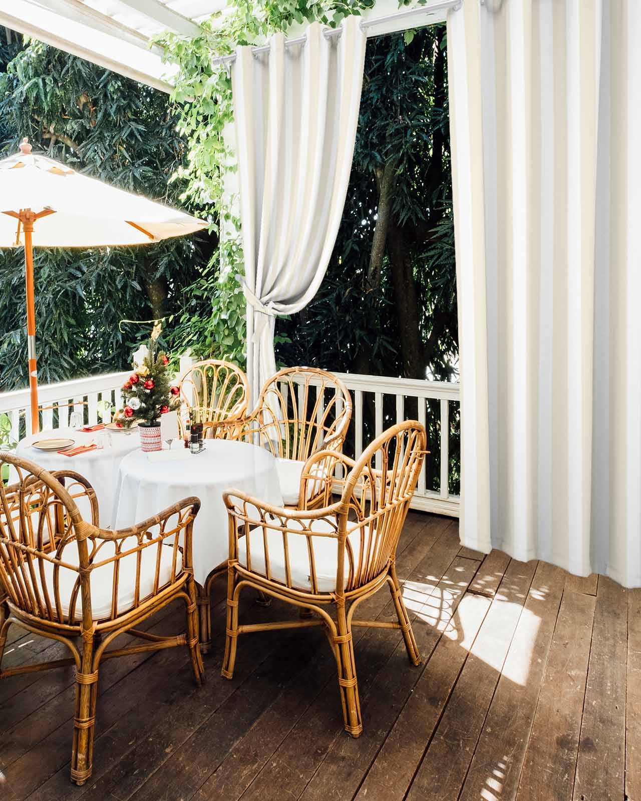 nqOlkjepod Outdoor Curtains for Patio Waterproof, Cream Striped Outdoor Privacy Panels Grommet, Modern Farmhouse Cream White Stripes Blackout Outside Curtains for Porch/Cabana 54"x84", 1 Panel