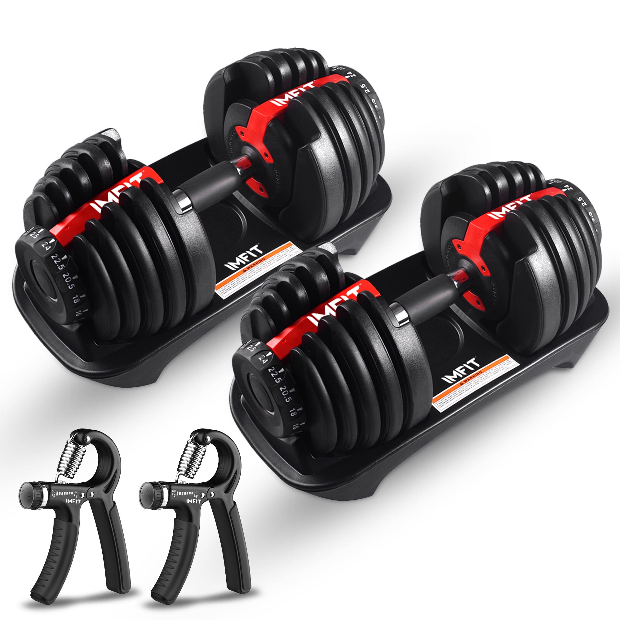 IMFit 5 52.5 lb Adjustable Dumbbell set with Free Hand Grip Strengthener Dumbbell Weights for Home Gym Space Saving Workout Equipment 15 Dumbell Weight Settings Walmart