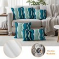 thumbnail image 6 of Teal Ombre Outdoor Waterproof Pillow Covers, Abstract Art Moire Ocean Waves Decorative Rectangle Throw Pillowcase Sofa Cushion Sham for Patio/Couch/Chair, 20"x12" 2 Pack, 6 of 8