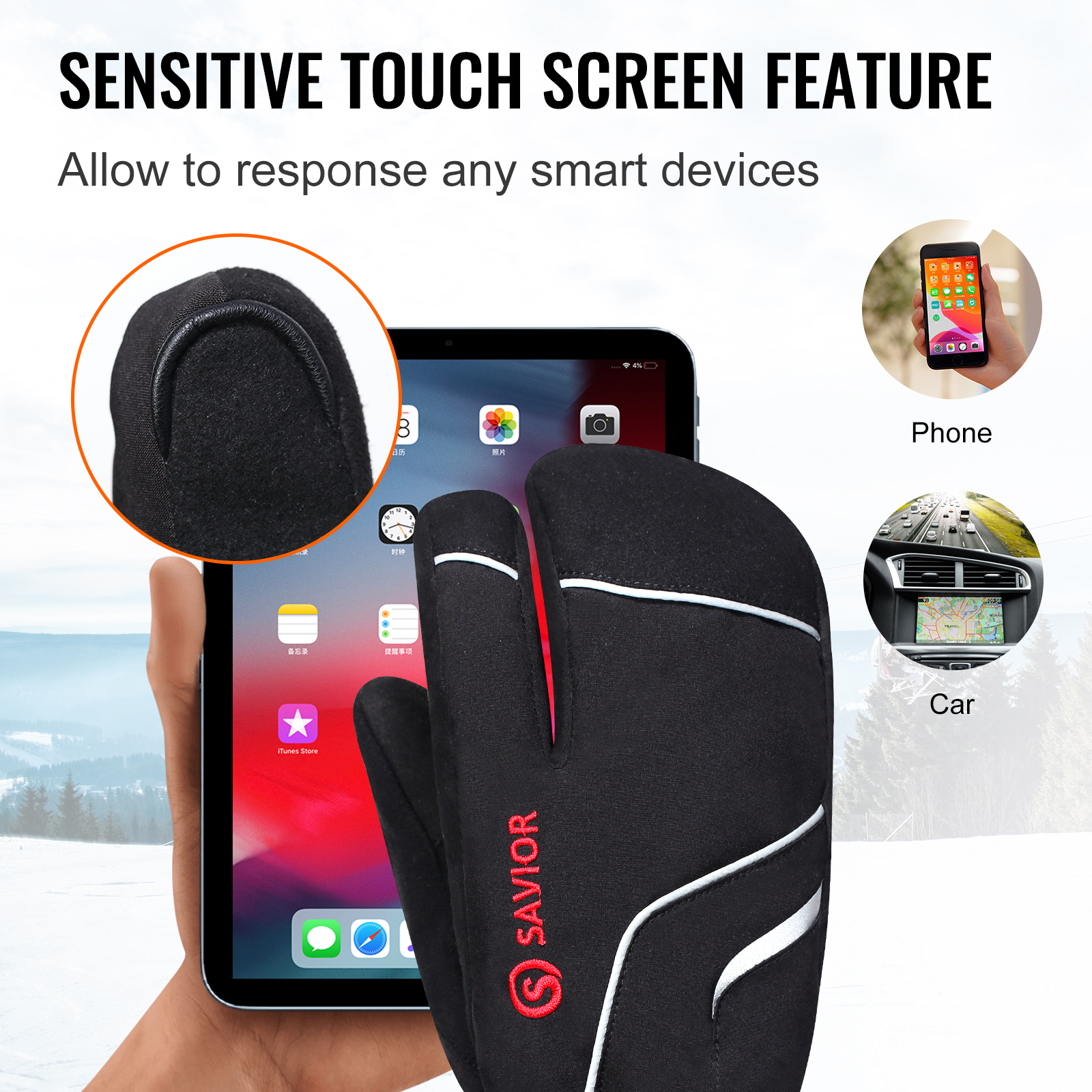 Snow Deer Heated Gloves, Unisex Rechargeable Battery-Powered Thermal Electric Gloves for Winter Outdoor Activities