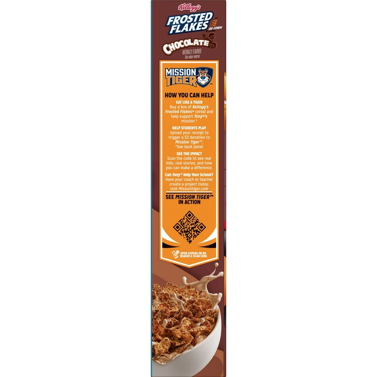 Kellogg's Frosted Flakes Cold Breakfast Cereal, 8 Vitamins And Minerals,  Kids Snacks, Chocolate, 13.7oz Box (1 Box)