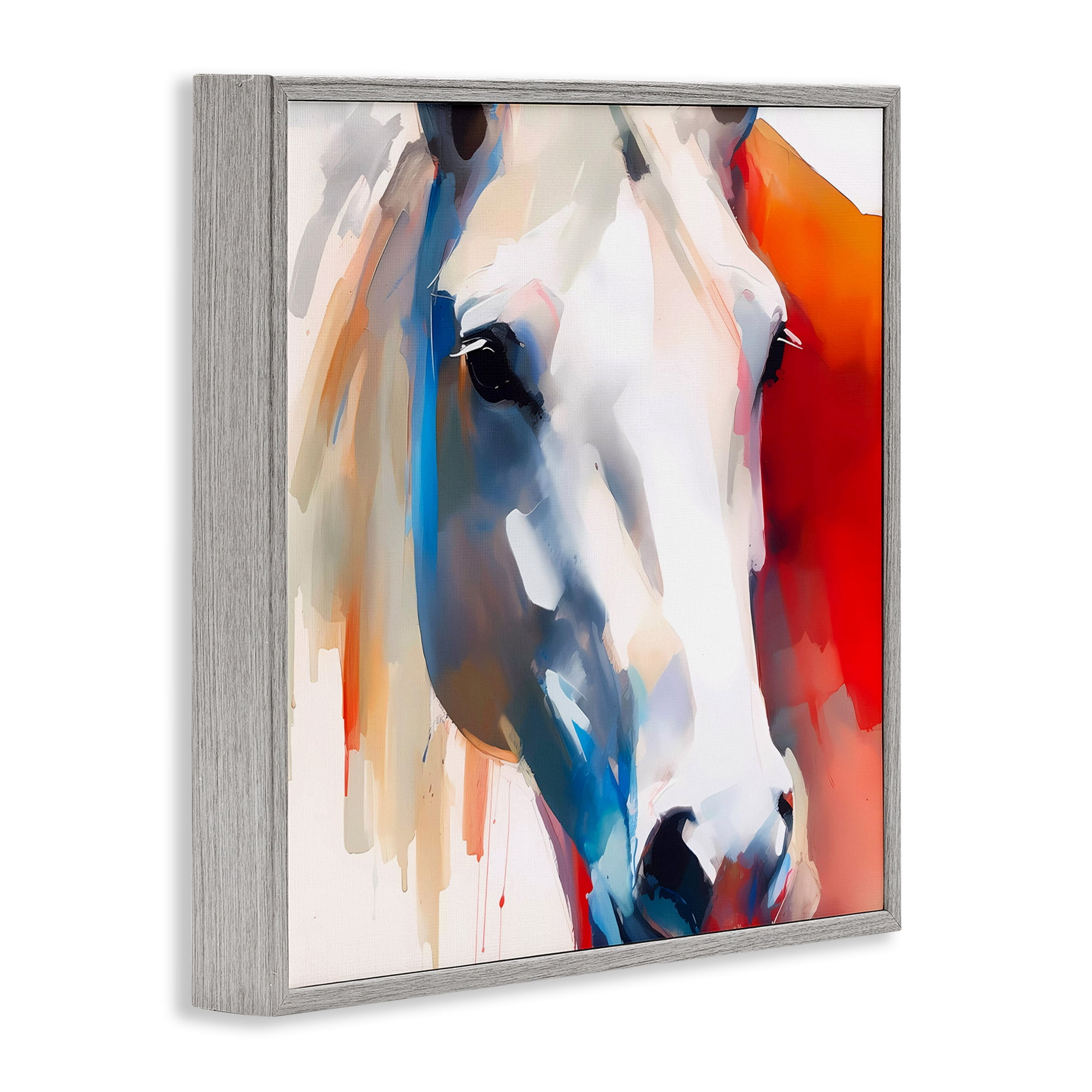 Stupell Industries Horse Close Up Face Animals & Insects Painting Gray Framed Art Print Wall Art, 12 x 12