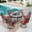 Black & Red, variant on SUMMIT LIVING 7-Piece Outdoor Patio Dining Set with 6 Cushioned Swivel Chairs & Metal Round Table with Umbrella Hole, Black & Blue