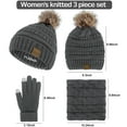 thumbnail image 4 of Loritta 3 Pcs Women Winter Hat and Gloves Sets, Beanies Knit Classic Neck Warmer and Touchscreen Gloves Gray, 4 of 6
