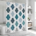 thumbnail image 6 of Bohemia Shower Curtain, Waterproof Shower Curtains for Bathroom, Vintage Moroccan Geometric Pattern Blue Green Gray Washable Fabric Bathtub Curtain Set Bath Decor with 12 Hooks 72"x78", 6 of 8