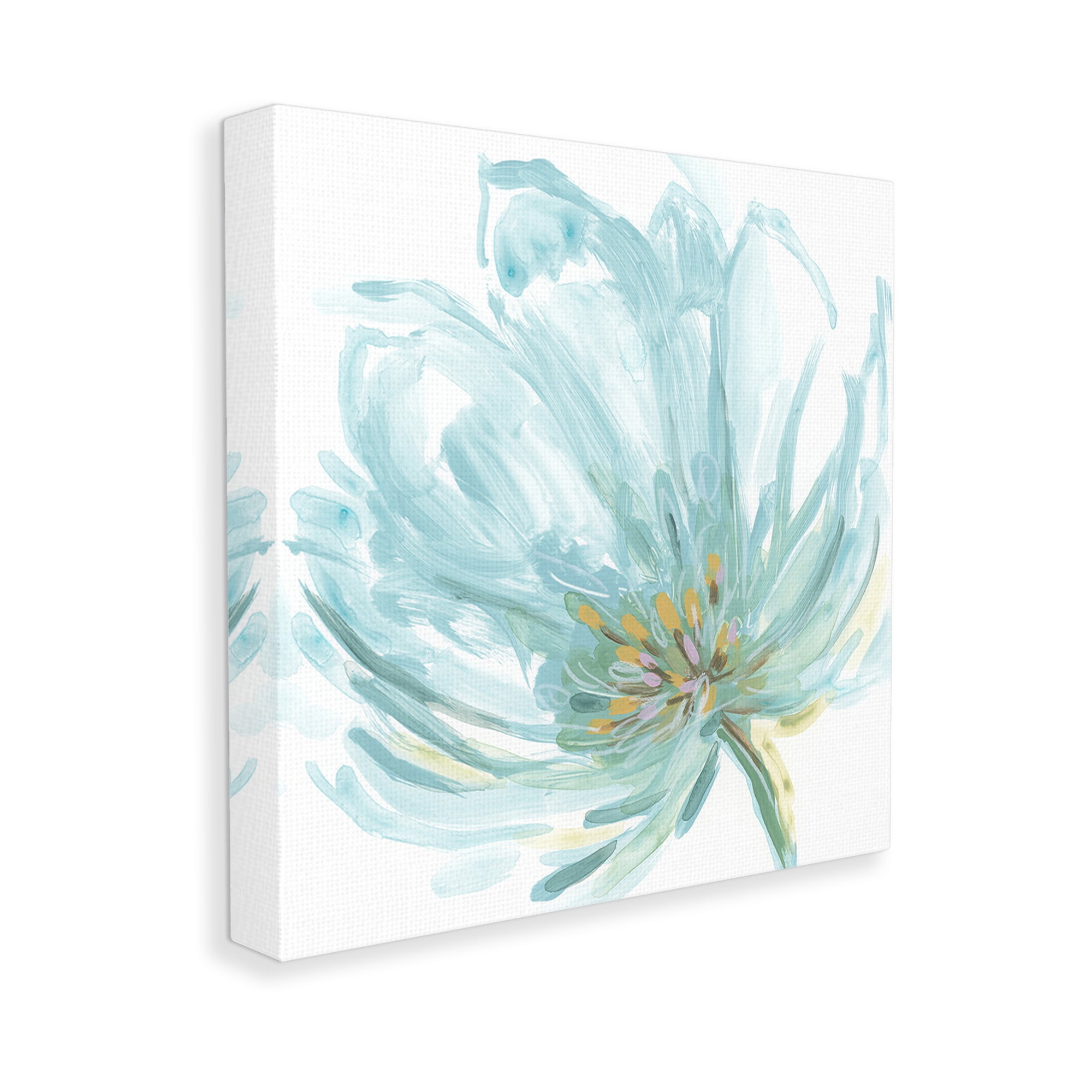 Stupell Industries Soft Blue Abstract Bloom Botanical & Floral Painting Gallery Wrapped Canvas Art Print Wall Art, 24 x 24