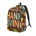 thumbnail image 1 of Disketp Happy Thanksgiving With Gnome print Canvas Backpack Lightweight Travel Daypack Student Rucksack Laptop Backpack-Small, 1 of 5