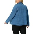 thumbnail image 3 of Agnes Orinda Women's Plus Size Denim Blazer Notched Lapel Button Work Jean Jackets 3X Mid Blue, 3 of 6