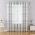 thumbnail image 1 of Shininglove Buffalo Plaid Curtains Linen Checked Curtain Drapes Semi-Sheer Rustic Window Treatment Sets, 52" W x 84" L, Taupe, 2 Panels, 1 of 7