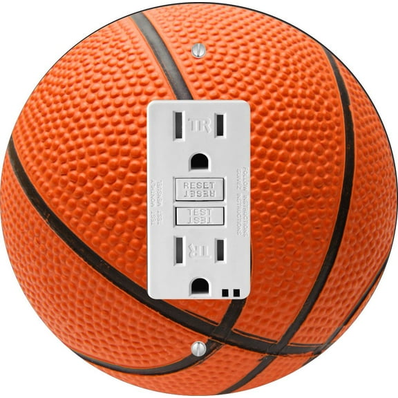 Basketball Design - Round Light Switch Plate Cover - GFI