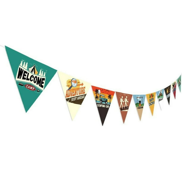 Cuerda De Bandera Para Acampar, Banderines Colgantes Simples De Tela, Banderín Para Exteriores, Decoración, Corte Para Fiesta