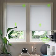 Yoolax Motorized Roller Shade Blackout Automatic Window Blind(Greyish White,23"W x 72"H)