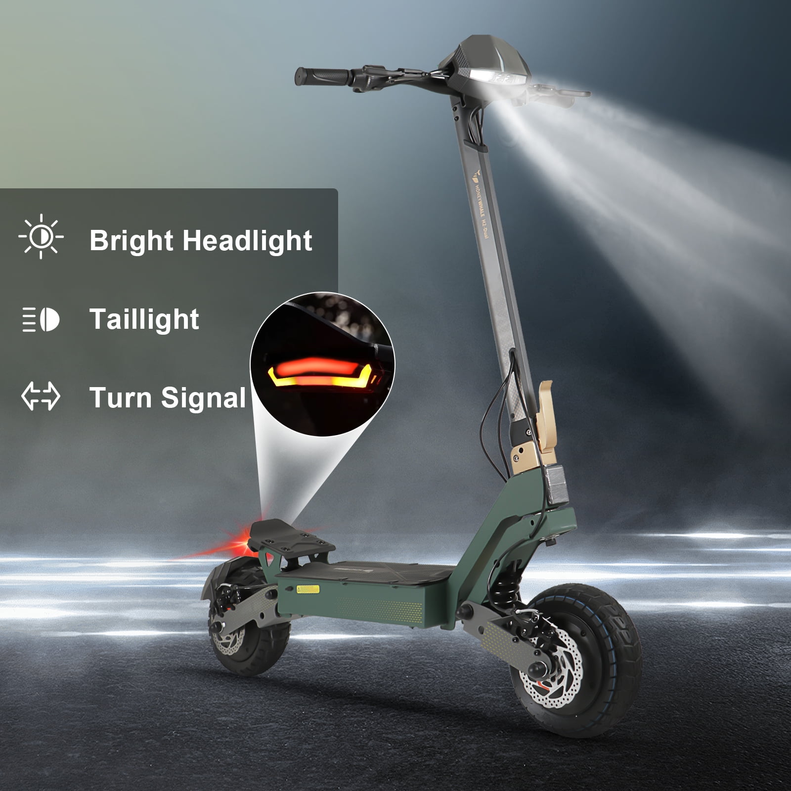 HONEYWHALE H2 Dual Motor Electric Scooter for Adults, 1200w*2 Power, 31mph Top Speed, 45miles Max Range, 18Ah Large Capacity Battery, Dual Suspension, Dual Brake, 10" Off-road Tubeless Tires