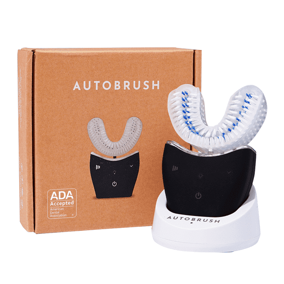 autobrush U shaped Electric Toothbrush, ADA Accepted, Sonic Pro with Unique 360 Nylon Bristles, 3 Cleaning Modes, Ultrasonic LED Light Therapy, Rechargeable, Waterproof (Men's Regular, Black)