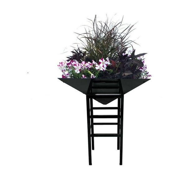 Paragon 4040BL Geometric Metal Black Planter with Large Stand