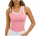 thumbnail image 2 of Womens Tank Tops U Neck Sleeveless Ribbed Knit Camisole Summer Outfits Fashion Clothing Pink M, 2 of 7