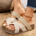 thumbnail image 4 of Mepaouo Women's Cork Platform Sandals Suede Cross Band Clogs Slip on Flatform Slides Shoes Size 5-10, 4 of 7