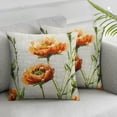 thumbnail image 3 of nygtbtfer  Ink Oil Painting Watercolor Orange Poppy Flowers Summer Decorative Throw Pillow Cover Case Home Living Room Bed Sofa Car Square White, 3 of 7
