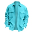 thumbnail image 6 of LISTHA Men's Regular Solid Color Corduroy Shirt Jackets For Men Button Coat Autumn Winter Stylish Casual Top Cyan M, 6 of 6